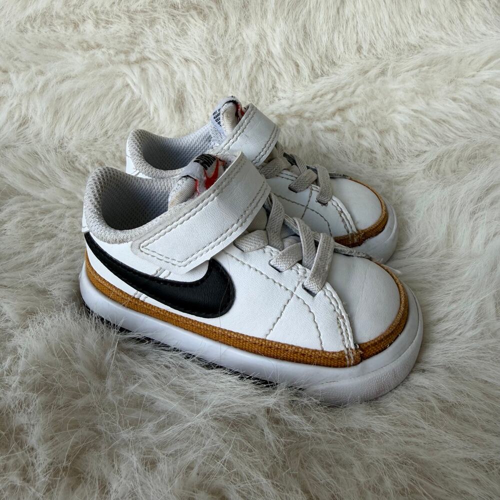 Nike Court Legacy Toddler Shoes - White/Black/Tan - Size 4C